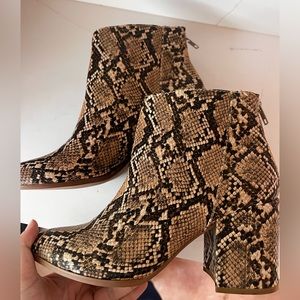 Steve Madden Brown and Tan Snake Skin Booties